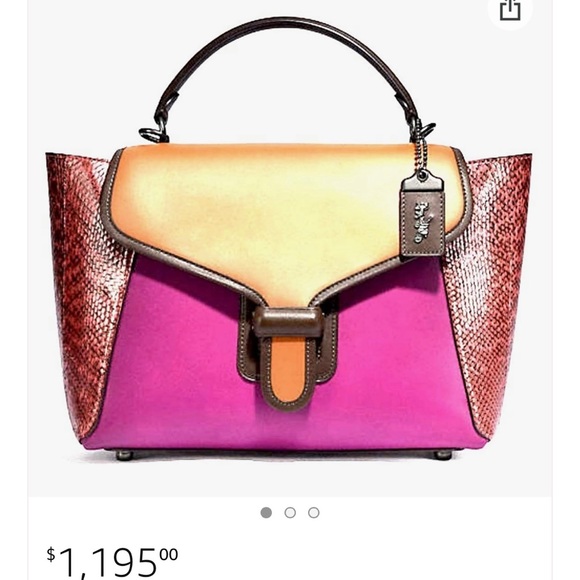 EUC COACH COURIER CARRYALL WITH SNAKESKIN DETAIL HIBISCUS MULTI - Picture 5 of 5